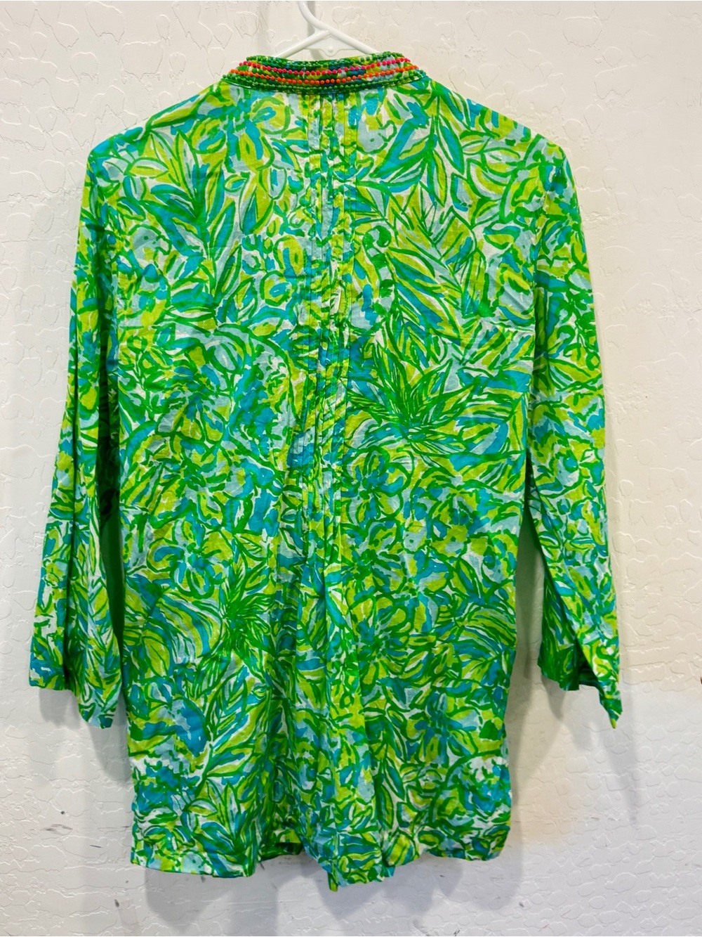 Lilly Pulitzer Green Sarasota Beaded V-Neck Tunic Women’s Large Resort Beach - Picture 9 of 9